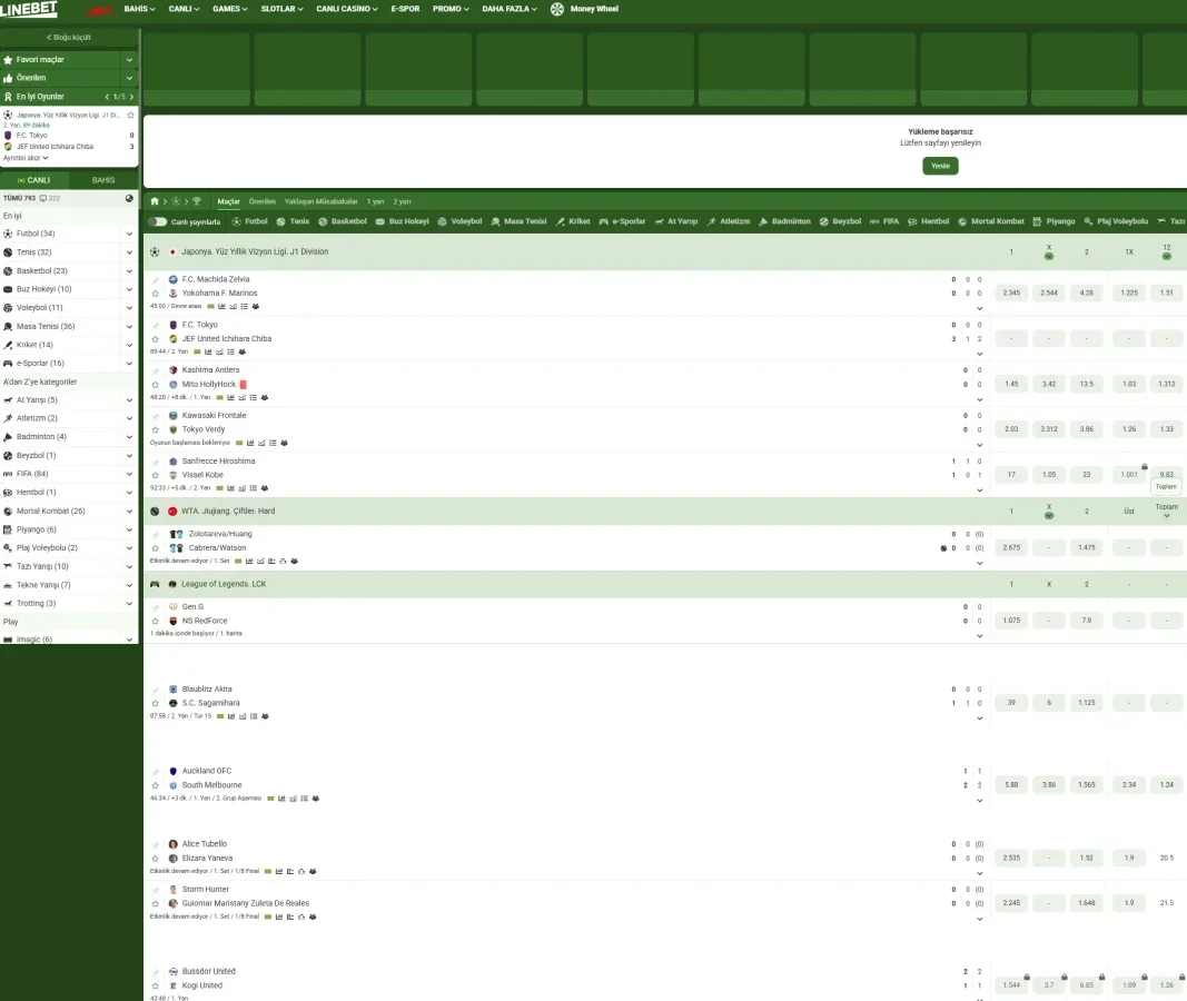 Linebet ekran görüntüsü